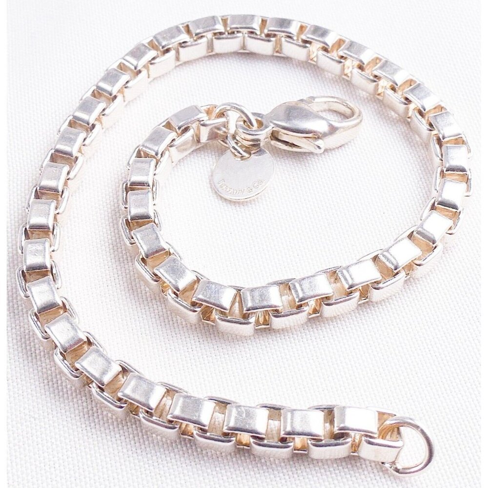 Tiffany & Co Sterling Silver Venetian Box Link Chain Bracelet 7.5"